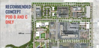 Graphic from Fayetteville shows new city hall site and neighboring areas.