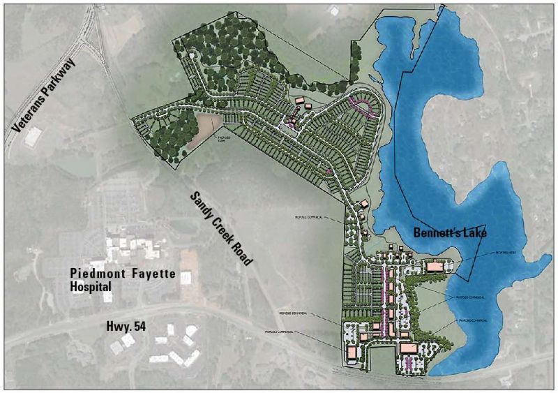 Map overlay pf the proposed Folia Crossroads development in west Fayetteville. Graphic from the city of Fayetteville.