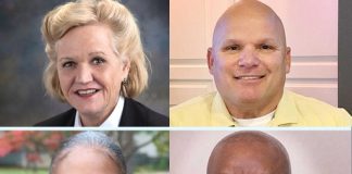 Fayetteville post 2 candidates: (clockwise from top left) Kathaleen Brewer, Joe Clark, Kevin Pratt and Oyin Mitchell. Photos/Submitted.