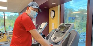 Kurt Zeiger exercises on a medical treadmill. Photo/Piedmont Fayette Hospital.