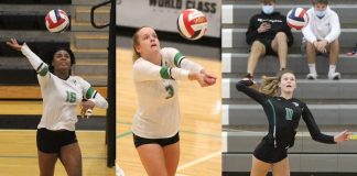 McIntosh High’s Ngozi Iloh, Claire Lewis, and Alexa Markley are among 100 players around the country named All-Americans by PrepVolleyball.com. Photos/Fayette County School System.