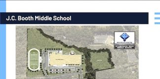 Drawing shows the Booth Middle School replacement campus on the eastern border of Peachtree City. Graphic/Fayette County School System.