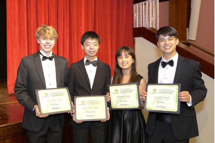 Holding their awards are (L-R) Lucas Nyman, Richard Yang, Jodie Stone, Didi Stone. Photo/Submitted.