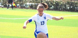 McIntosh graduate Taylor Malasek lines up a shot on goal for North Georgia University.