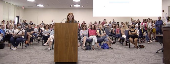 Citizens pack Board of Education meeting, dozens speak. Photo/BoE website.