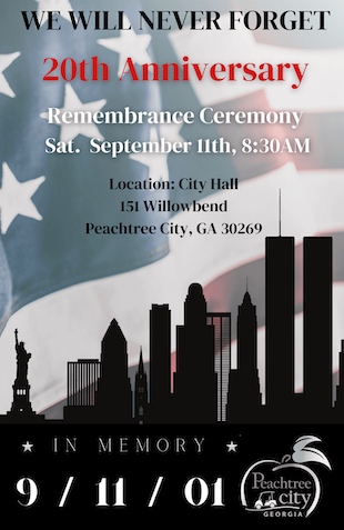 Invitation to 9/11 ceremonies in Peachtree City