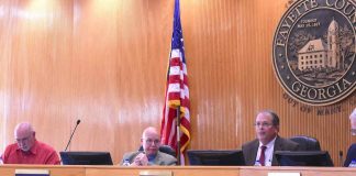 L-R, Fayette County commissioners Eric Maxwell, Edward "Edge" Gibbons, and Lee Hearn. Photo/Cal Beverly.