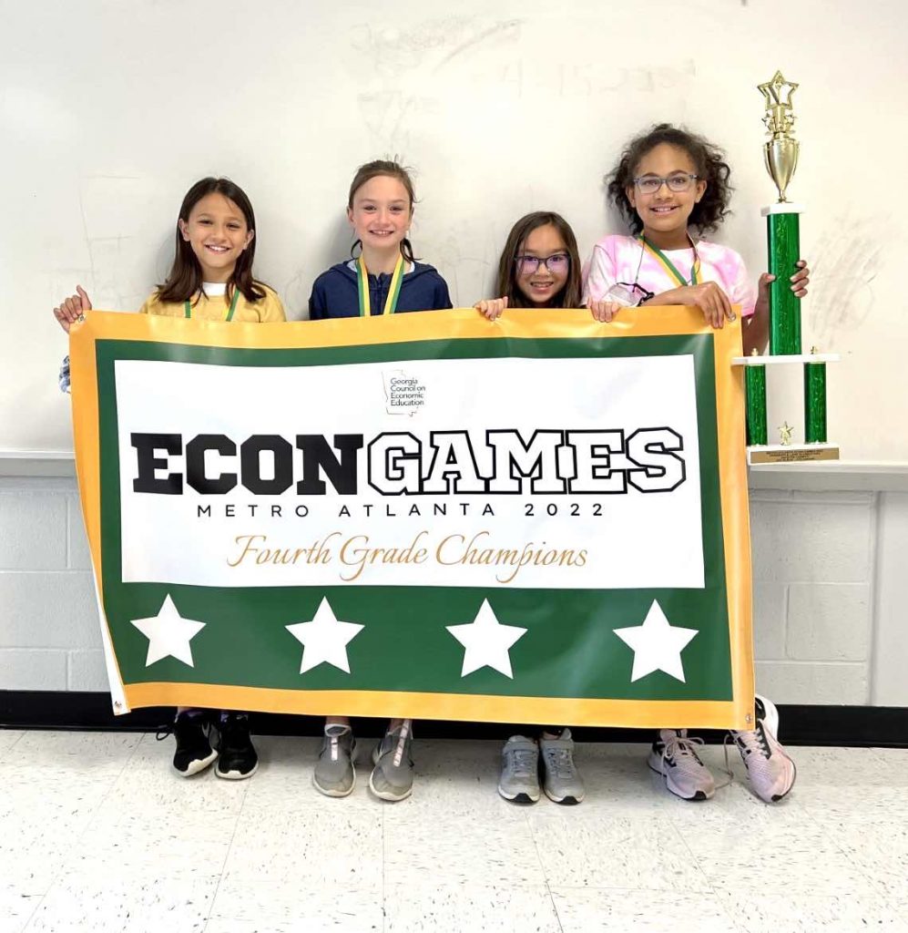 The winning fourth grade team from Crabapple Lane Elementary School are, from left, Kylee Ing, Lily Dodgen, Ruby Chau and Sydney Mynatt. Photo/GCEE.