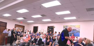 Part of the standing-room-only crowd at the July 12 Peachtree City Council meeting. Photo/Cal Beverly.