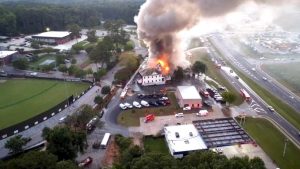 Fire destroys bakery in iconic structure on Hwy....