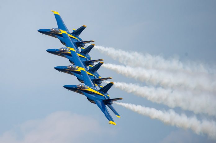 U.S. Navy Blue Angels in formation. Photo/U.S. Navy.