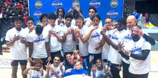 The Sandy Creek Patriots celebrate bringing home Fayette County's first-ever state basketball championship. Photo/Fayette County School System.