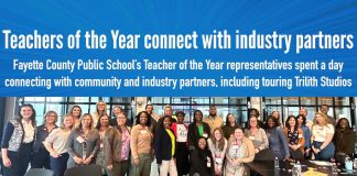 Fayette County Public School’s Teacher of the Year representatives spent a day connecting with community and industry partners, including a tour of Trilith Studios. Photo/Fayette County School System.