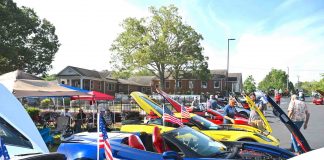 Classic Chevrolet Corvettes were among the cars displayed June at Flat Creek Baptist car show. Photo.Roger Alford/The Index.