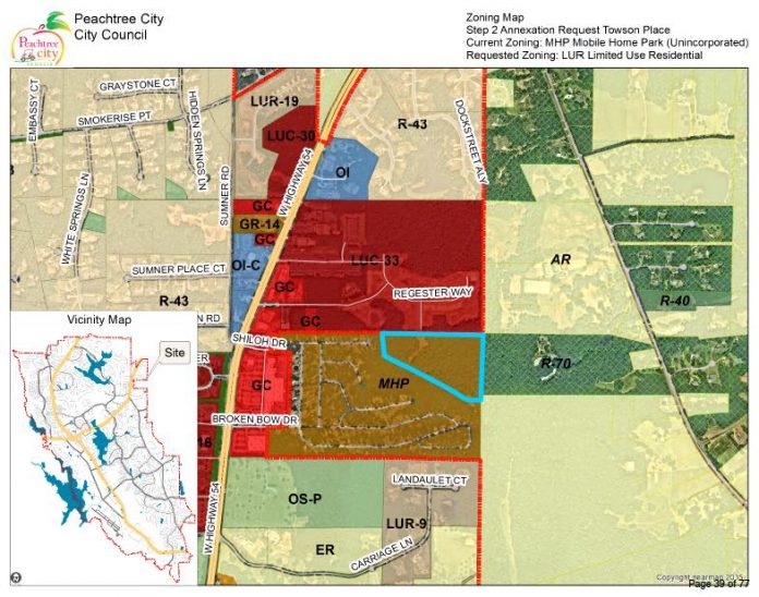 Map shows site of proposed 11-acre annexation request. Graphic/Peachtree City.