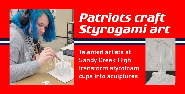 Patriots craft Styrogami sculptures