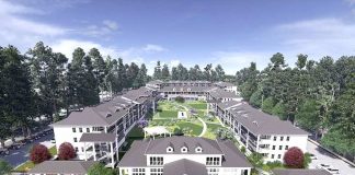 Rendering of proposed 175-apartment complex adjacent to Crown Plaza Conference Center at 201 Aberdeen Parkway in Peachtree City. Graphic/Peachtree City Planning Commission.