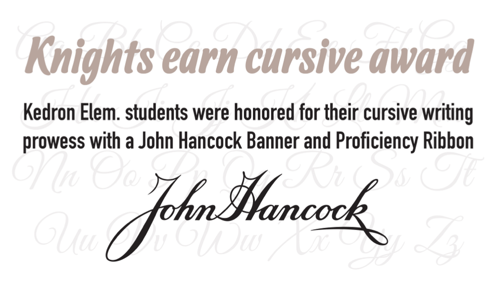 Kedron Elementary wins award for cursive writing