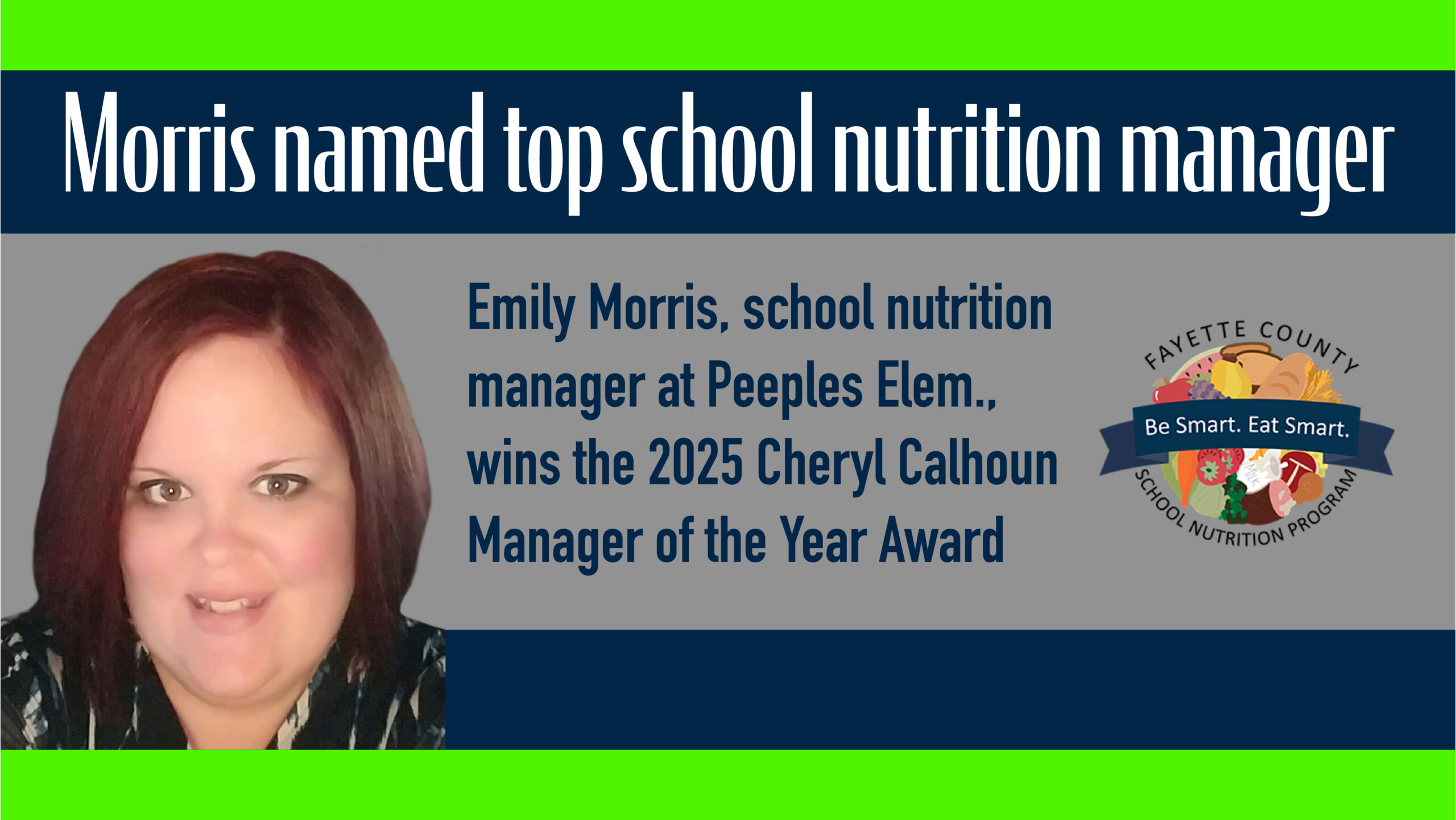 Morris named top school nutrition manager in county