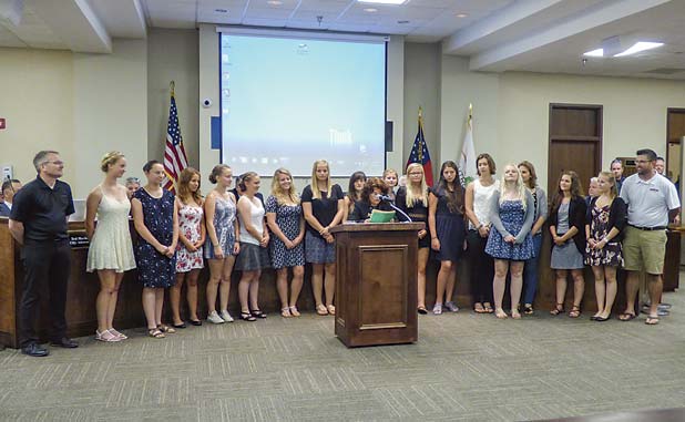 German girls softball team visits PTC Council