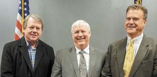 The three current Griffin Judicial Circuit superior court judges are shown in a photo from 2016. (L-R) Judges Fletcher Sams, Charles Ballard and Christopher Edwards. Photo/Submitted.